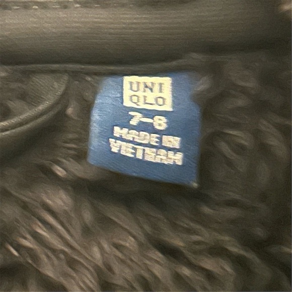 Uniqlo Kids Sherpa Fleece Hooded Jacket Black Size 7-8 Winter Warm Zip - Picture 5 of 9